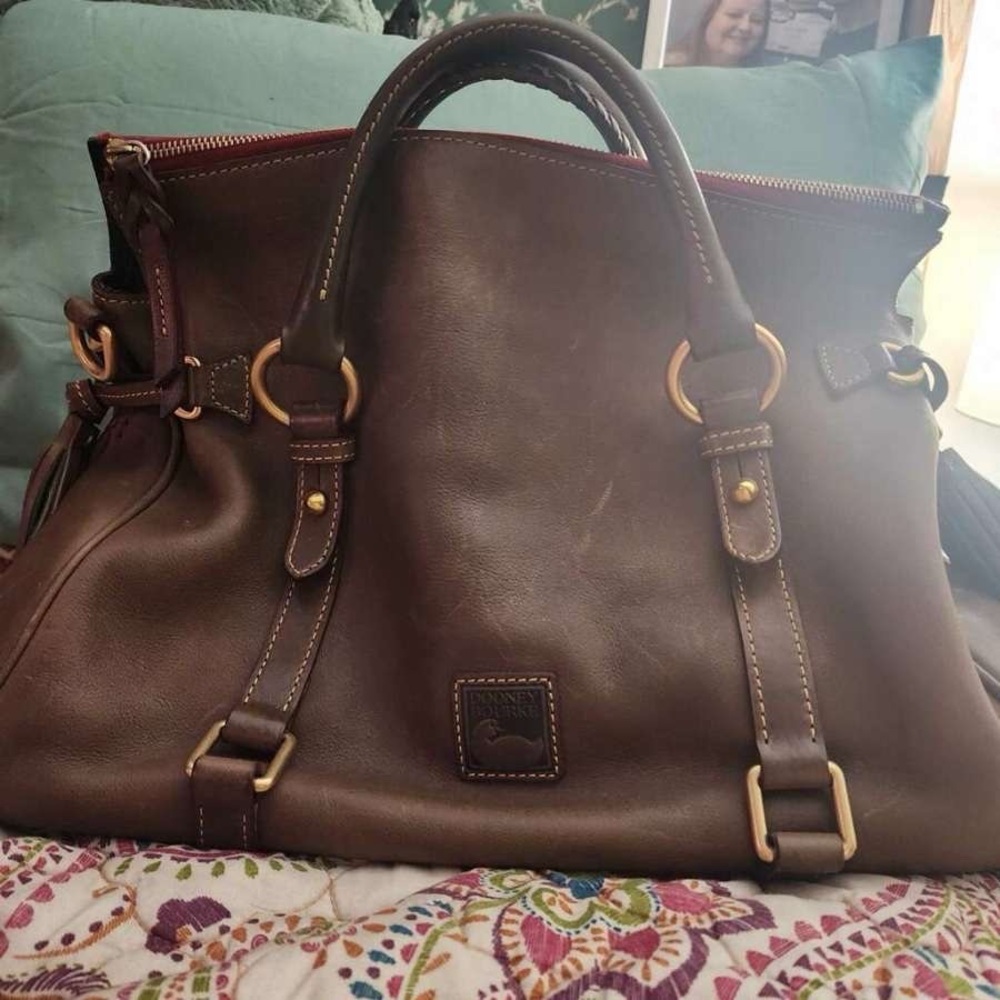 Dooney & Bourke Green and Red Leather Interior